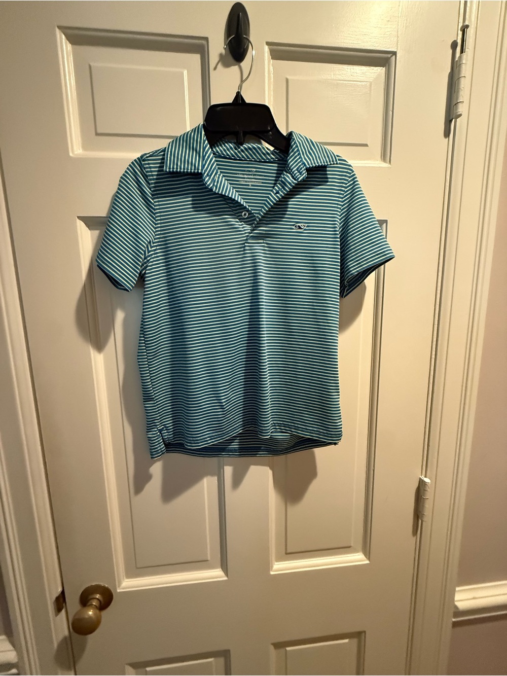 Vineyard Vines Teal & White Striped Short-Sleeve Polo